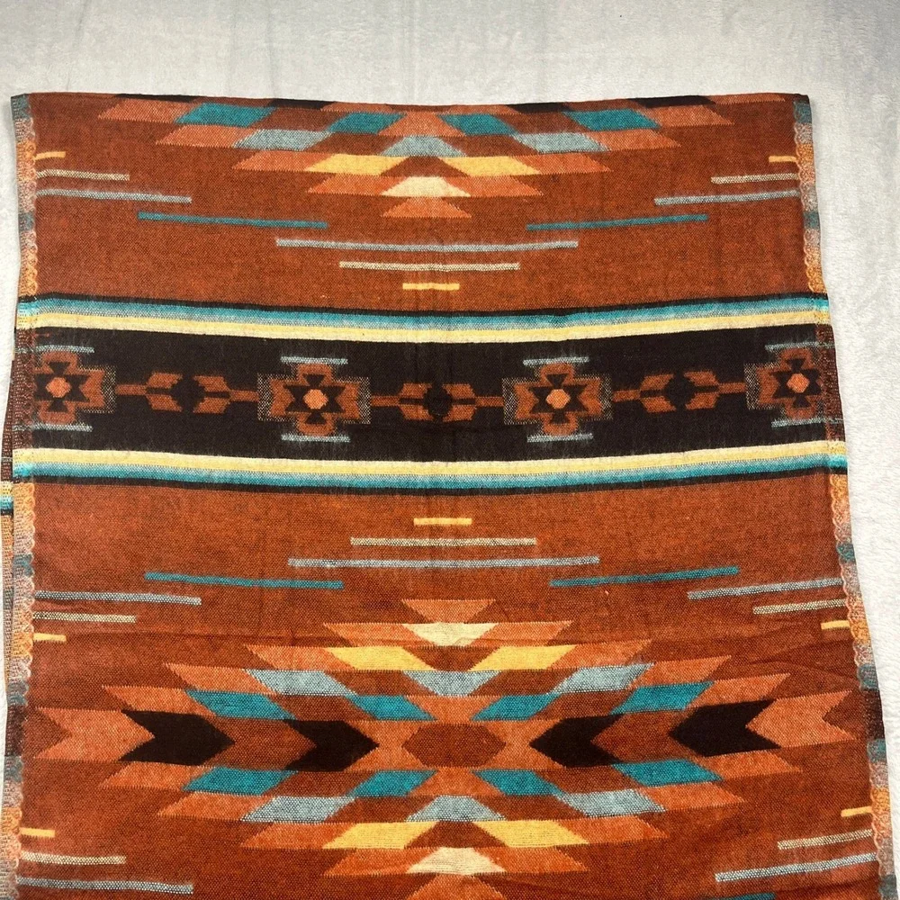 El Paso Saddleblanket Co Table Runner 40x27 Rust Geometric Southwestern
